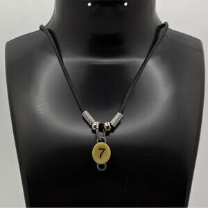 Cord Necklace with Number 7 Charm – Minimalist Symbol Necklace